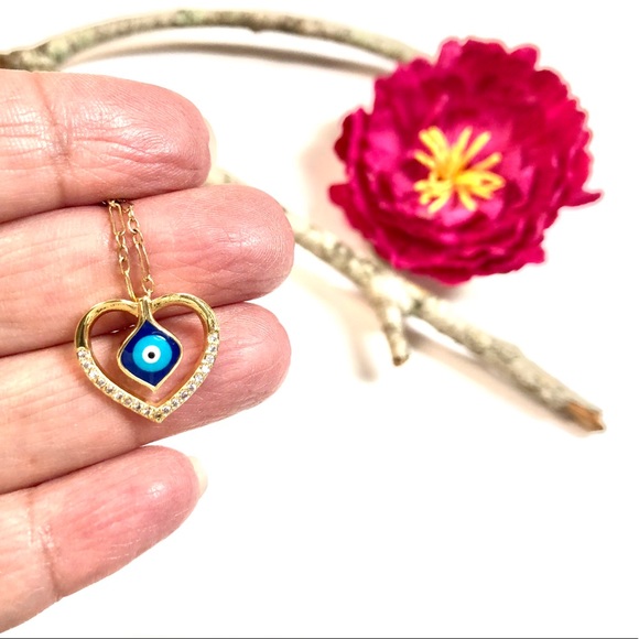 Evil Eye Necklace, Hamsa, Heart, Protection, Boho - Picture 5 of 9